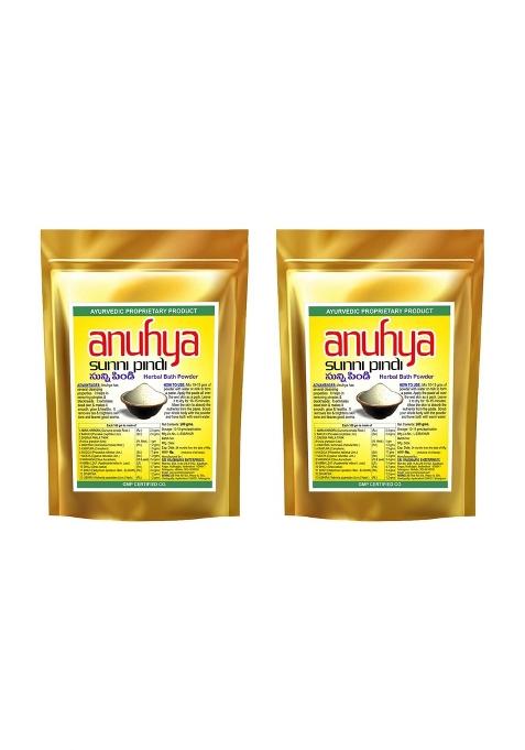 Anuhya Herbal Bath Natural Sunnipindi Powder Nalangu Maavu Bath for Men and Women with 13 Natural Pack of 2