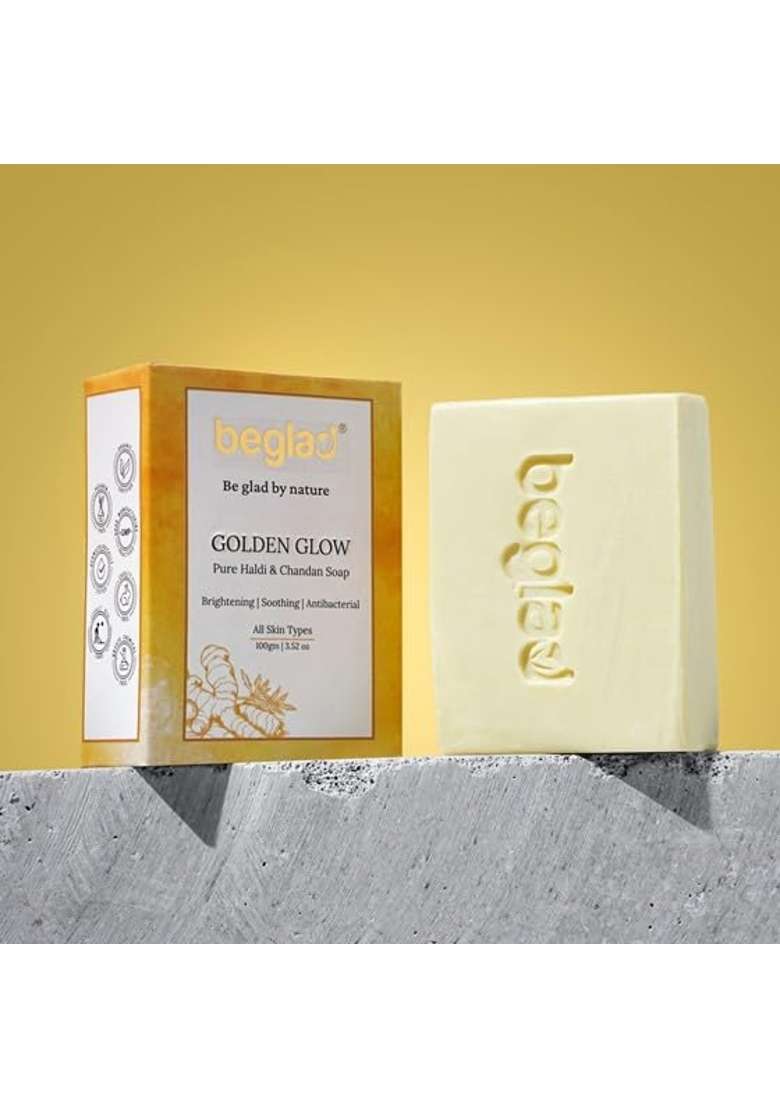 Beglad Golden Glow Haldi and Chandan Soap Skin Brightening and Antibacterial Soothing and Nourishing Pack of 4 - Indya