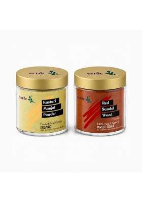Verdc 100 Percent Natural Face Packs of Organic Kasturi Manjal and Red Sandalwood Powder for Beatiful Glowing