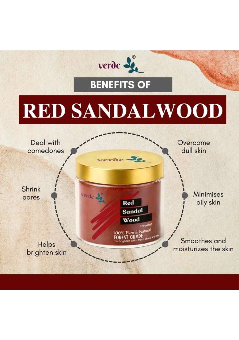Verdc 100 Percent Natural Face Packs of Organic Kasturi Manjal and Red Sandalwood Powder for Beatiful Glowing - Indya