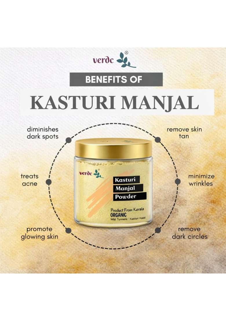 Verdc 100 Percent Natural Face Packs of Organic Kasturi Manjal and Red Sandalwood Powder for Beatiful Glowing - Indya