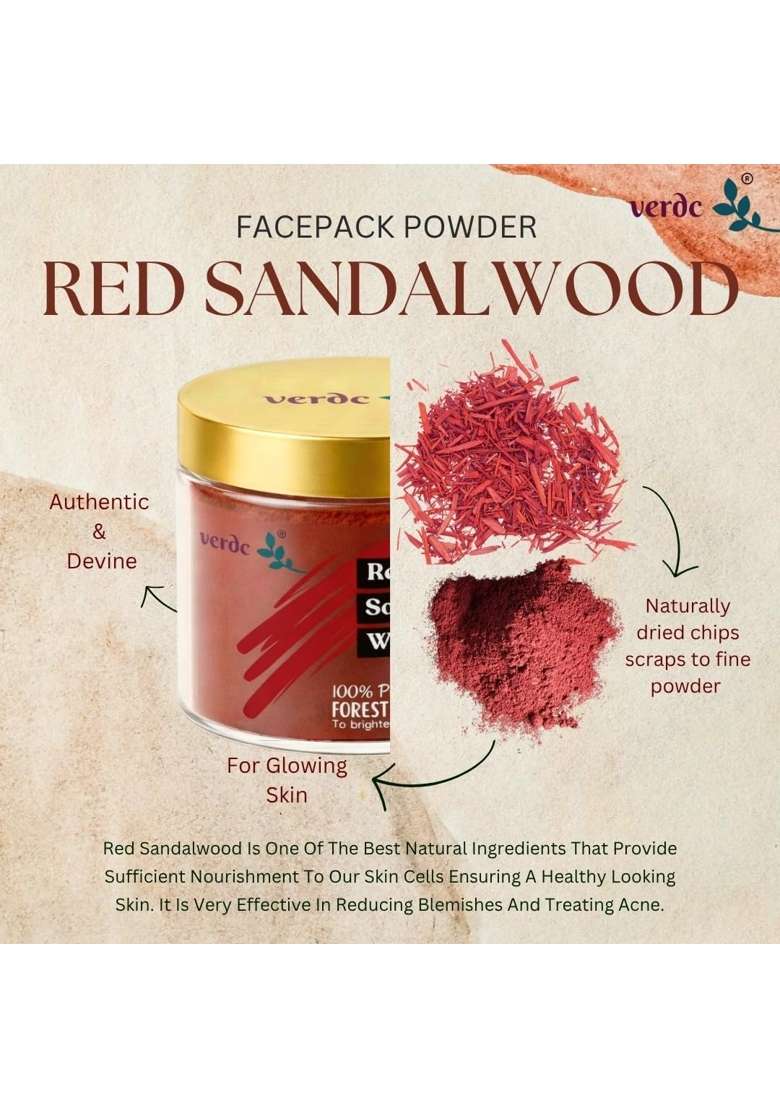 Verdc 100 Percent Natural Face Packs of Organic Kasturi Manjal and Red Sandalwood Powder for Beatiful Glowing - Indya