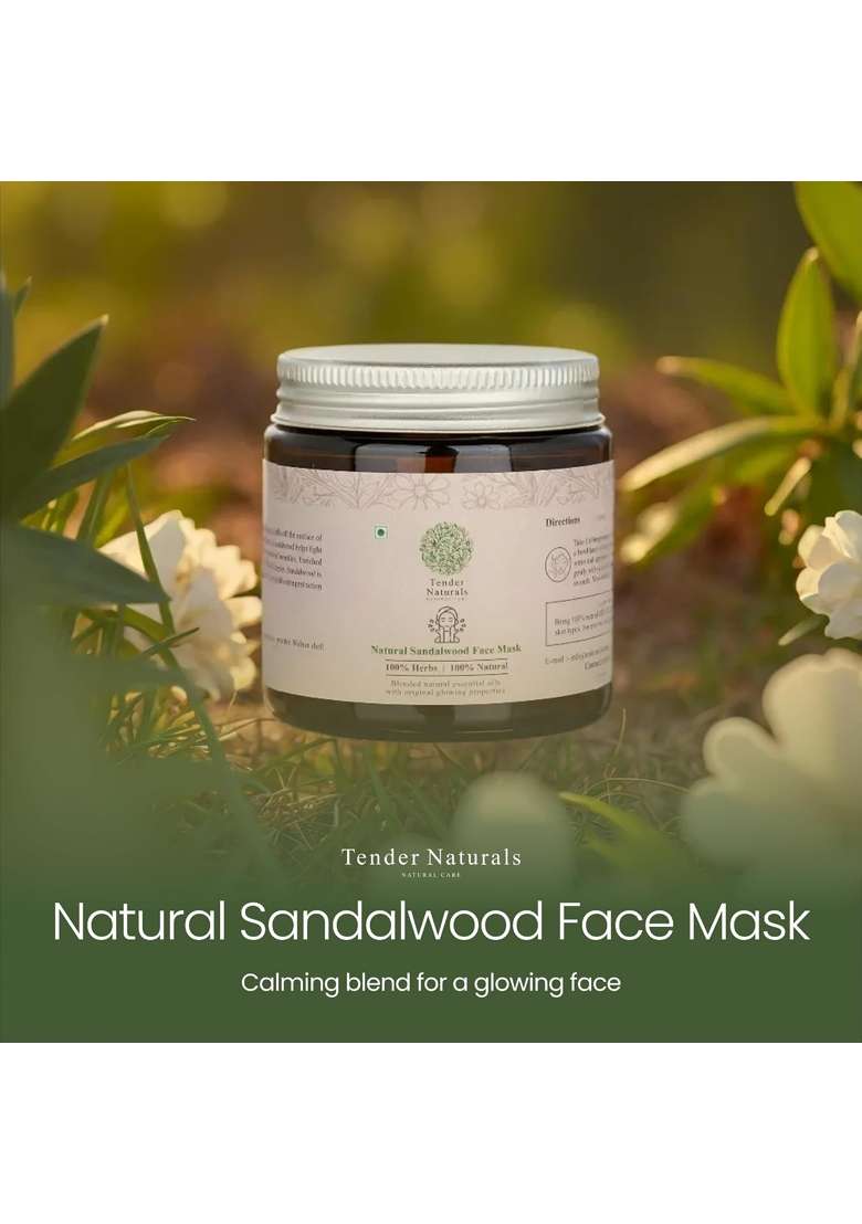 Tender Naturals Sandalwood Face Mask for Glowing Skin Acne Defense and Pollution Protection Green Clay Mask - Indya