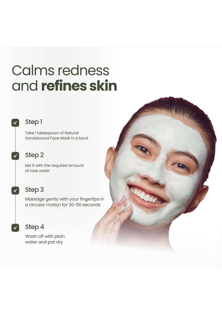 Tender Naturals Sandalwood Face Mask for Glowing Skin Acne Defense and Pollution Protection Green Clay Mask - Indya