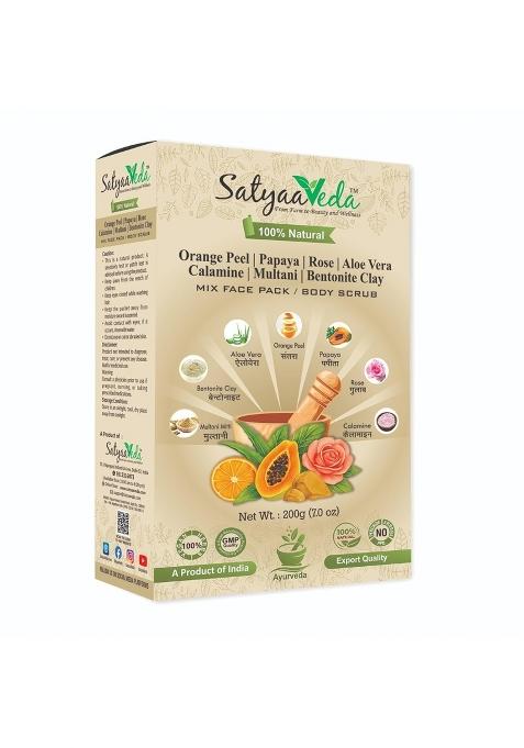 Satyaaveda Mix Fruit Herbal Face Pack Powder Dark Spots Pigmentation and Deep Pore Cleanse