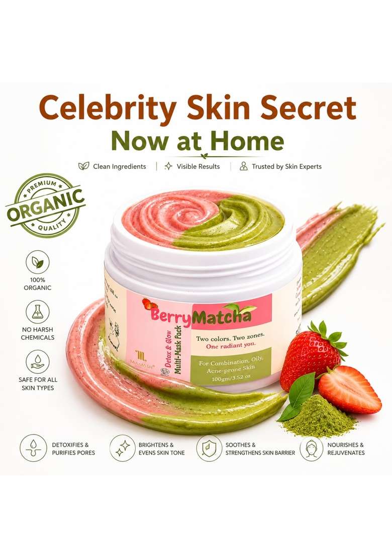 Mamash Organics Berrymatcha Instant Detox and Glow Multi Mask 100G - Indya