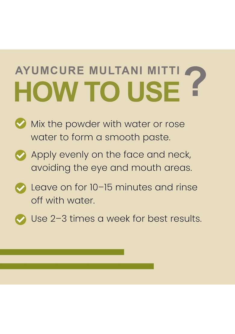 Ayumcure Multani Mitti and Sandalwood Face Pack 150G with Niacinamide 3 Percent Turmeric Neem - Indya