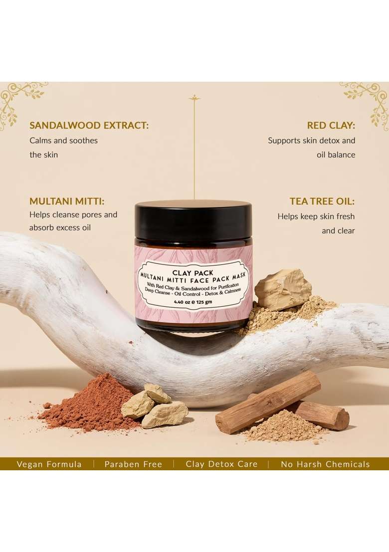 Osadhi Multani Mitti and Red Clay Face Pack 125G Deep Pore Cleansing and Pimple Control - Indya