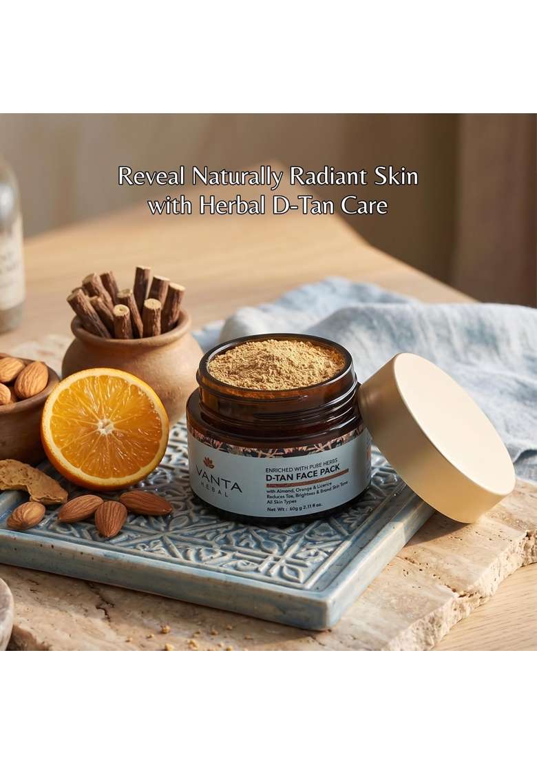 Jivanta D Tan Face Pack for Tan Removal and Skin Brightening Ayurvedic Face Pack with Almond - Indya