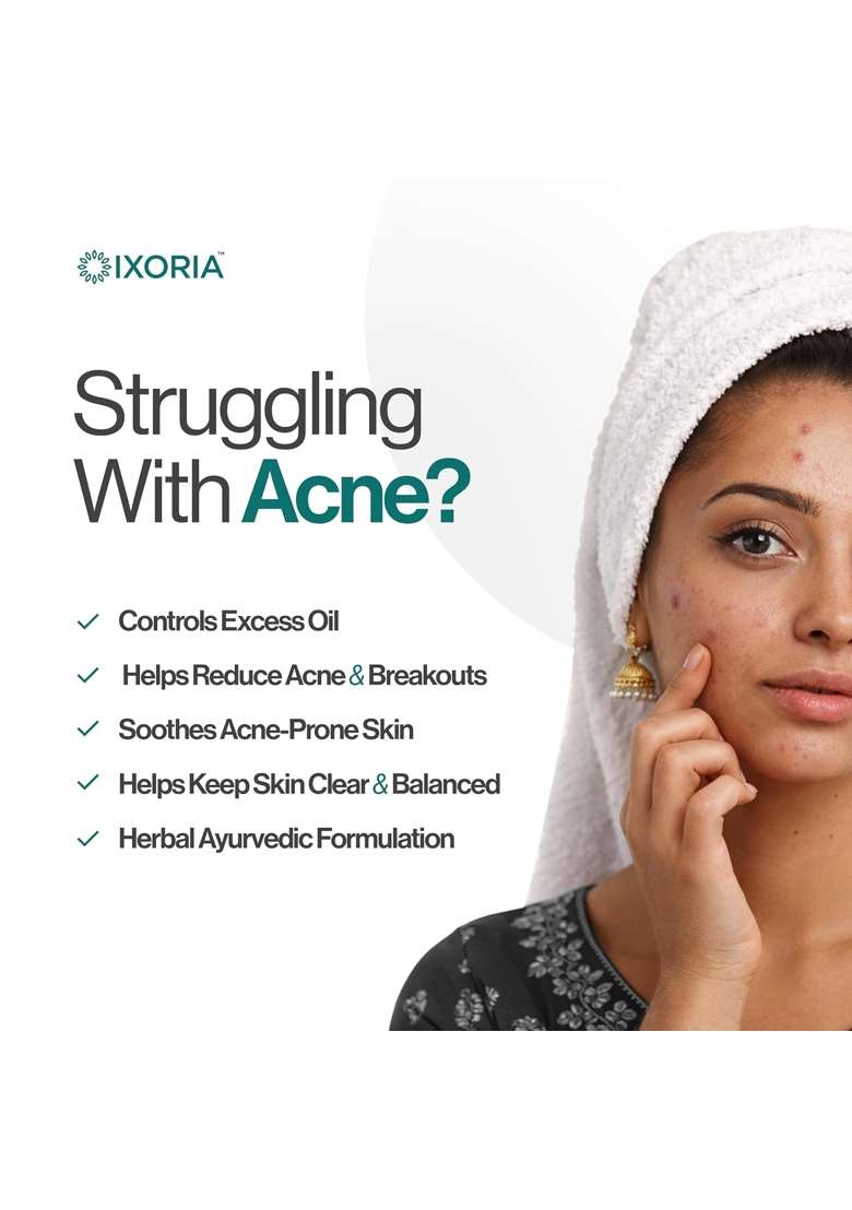 Ixoria Anti Acne Face Mask for Pimples Ayurvedic Herbal Face Pack for Oily and Acne Prone Skin - Indya