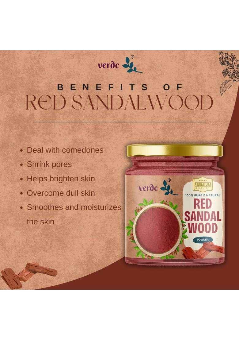 Verdc 100 Percent Natural Face Packs of Organic Kasturi Manjal and Premium Forest Grade Red Sandalwood Powder - Indya