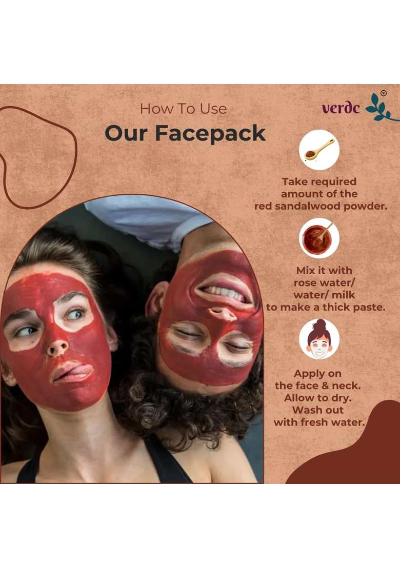 Verdc 100 Percent Natural Face Packs of Organic Kasturi Manjal and Premium Forest Grade Red Sandalwood Powder - Indya