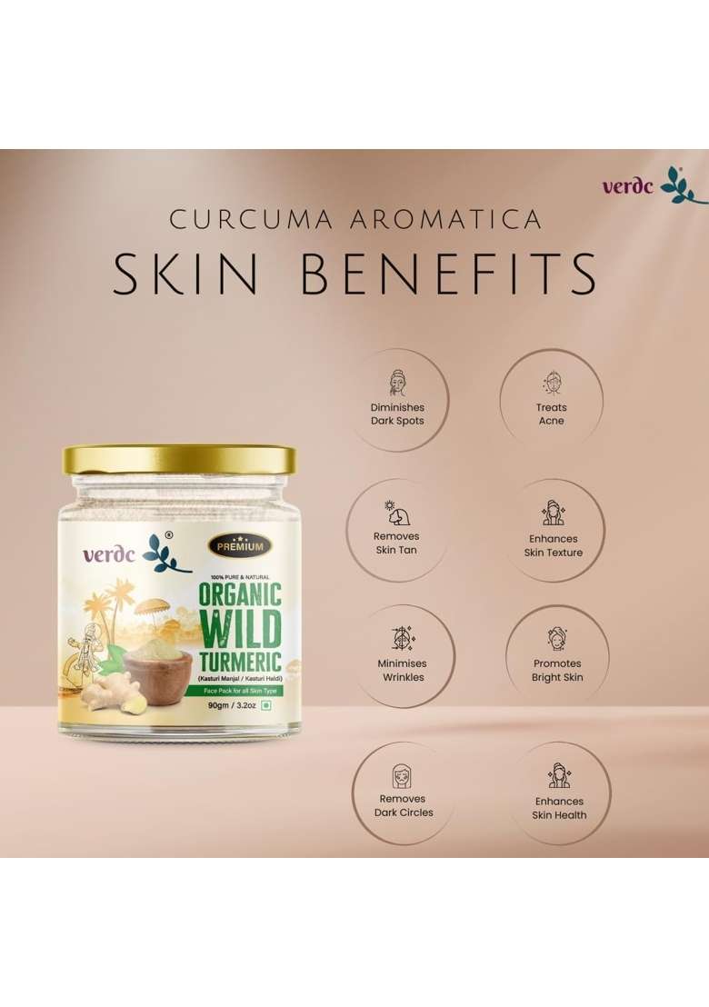 Verdc 100 Percent Natural Face Packs of Organic Kasturi Manjal and Premium Forest Grade Red Sandalwood Powder - Indya