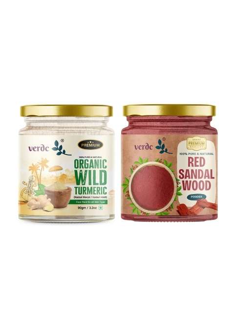 Verdc 100 Percent Natural Face Packs of Organic Kasturi Manjal and Premium Forest Grade Red Sandalwood Powder