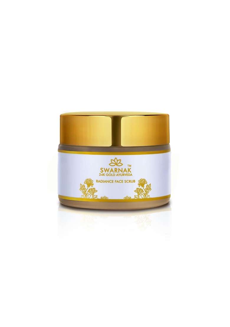 Swarnak 24K Gold Ayurvedic Face Scrub for Women and Men with Walnut Shell Powder Aloe Vera - Indya