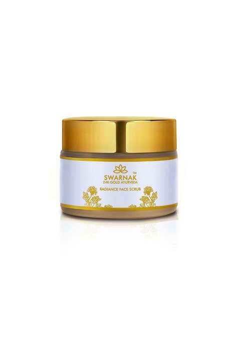 Swarnak 24K Gold Ayurvedic Face Scrub for Women and Men with Walnut Shell Powder Aloe Vera