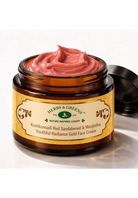 Herbs and Greens Kumkumadi Red Sandalwood Gold Face Cream with Vegan Collagen