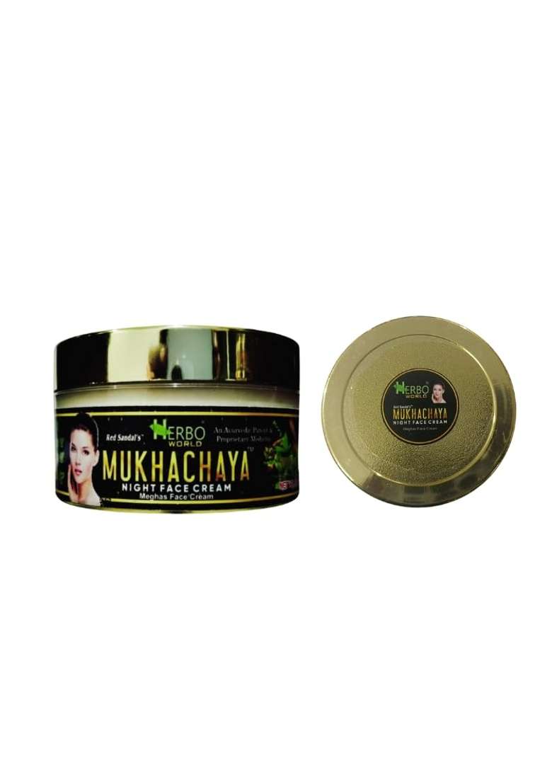 Herbo World and Redsandal Mukha Chaya Night Face Cream 50G Plus Free Red Sandal Powder Face Pack 40G - Indya