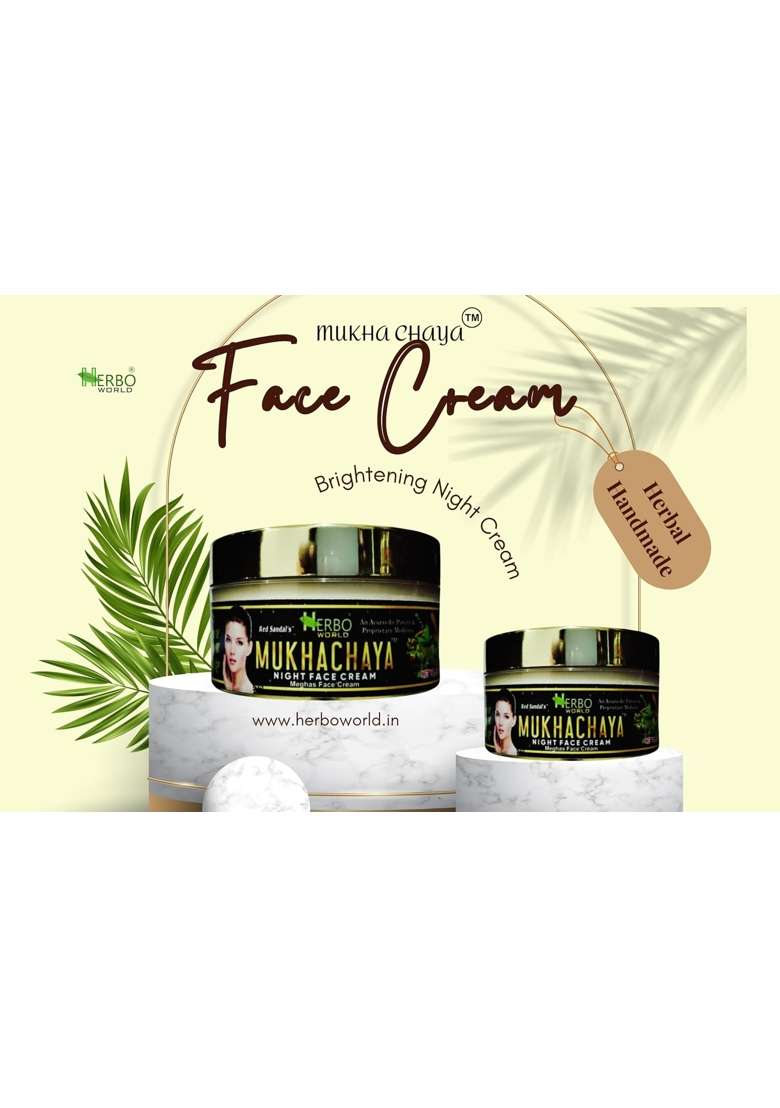 Herbo World and Redsandal Mukha Chaya Night Face Cream 50G Plus Free Red Sandal Powder Face Pack 40G - Indya