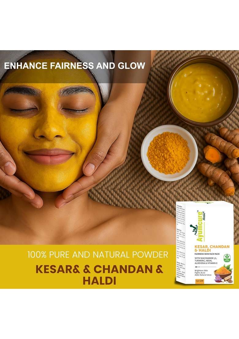 Ayumcure Radiance Face Pack Kesar Chandan and Haldi with 3 Percent Niacinamide - Indya