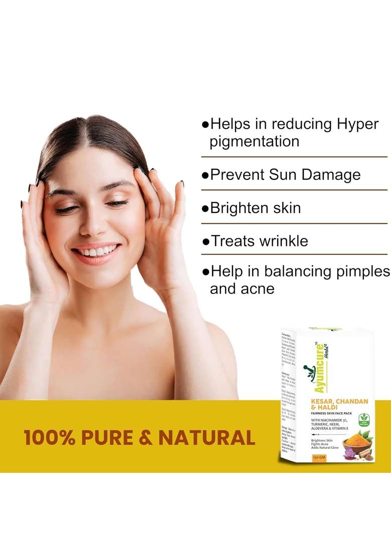 Ayumcure Radiance Face Pack Kesar Chandan and Haldi with 3 Percent Niacinamide - Indya