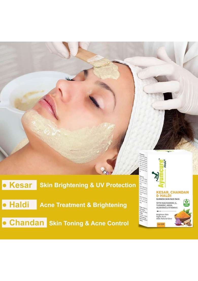Ayumcure Radiance Face Pack Kesar Chandan and Haldi with 3 Percent Niacinamide - Indya