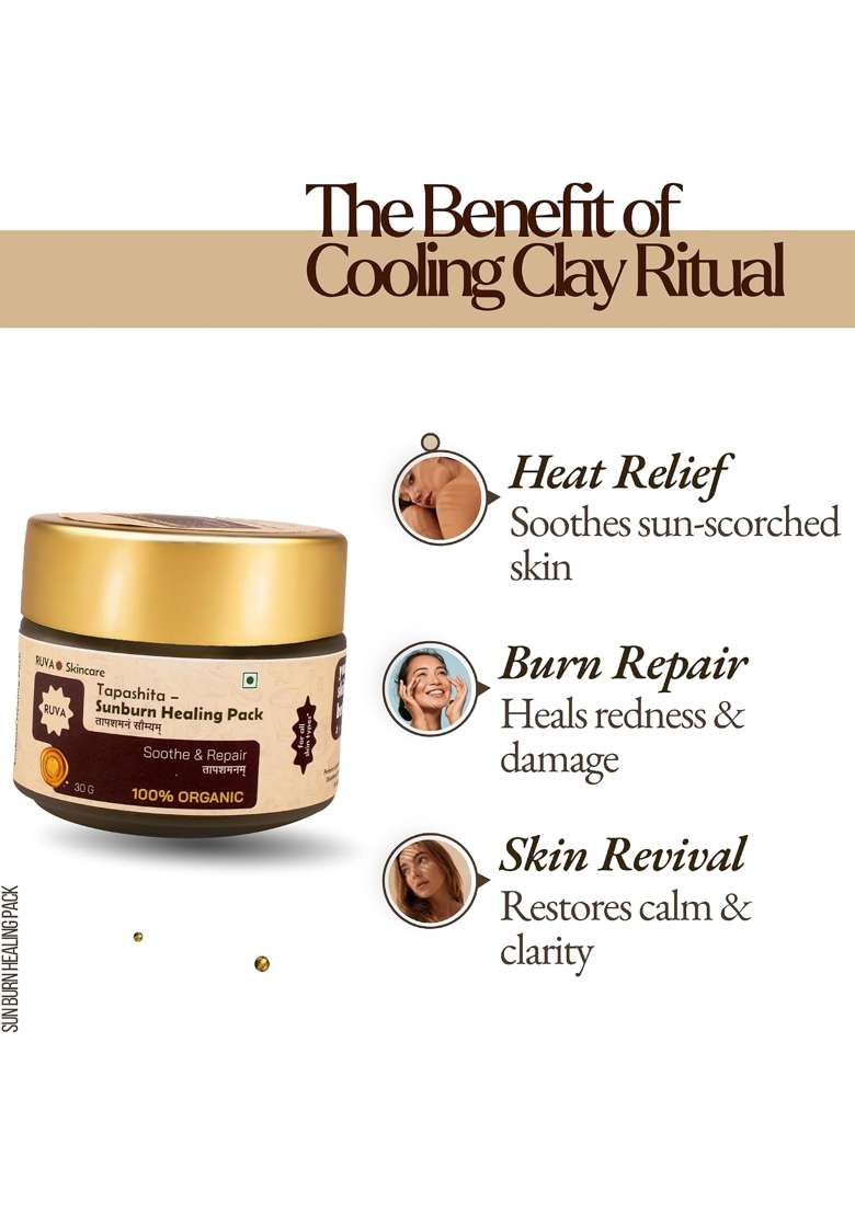 RUVA Sunburn Healing Ayurvedic Face Pack with Pure Wild Vetiver - Indya