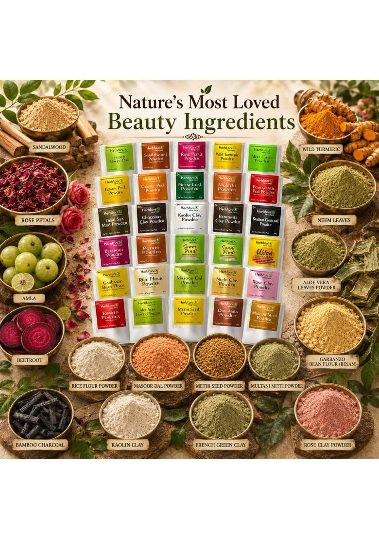 Herbtoniq Face Pack and Body Care Powder Combo for Whitening Tan Removal Glowing Skin - Indya