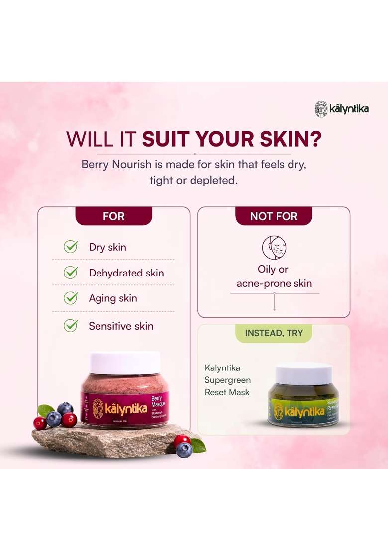 Kalyntika Berry Nourish Face Mask for Dry Skin Hydrating Face Pack 50G - Indya