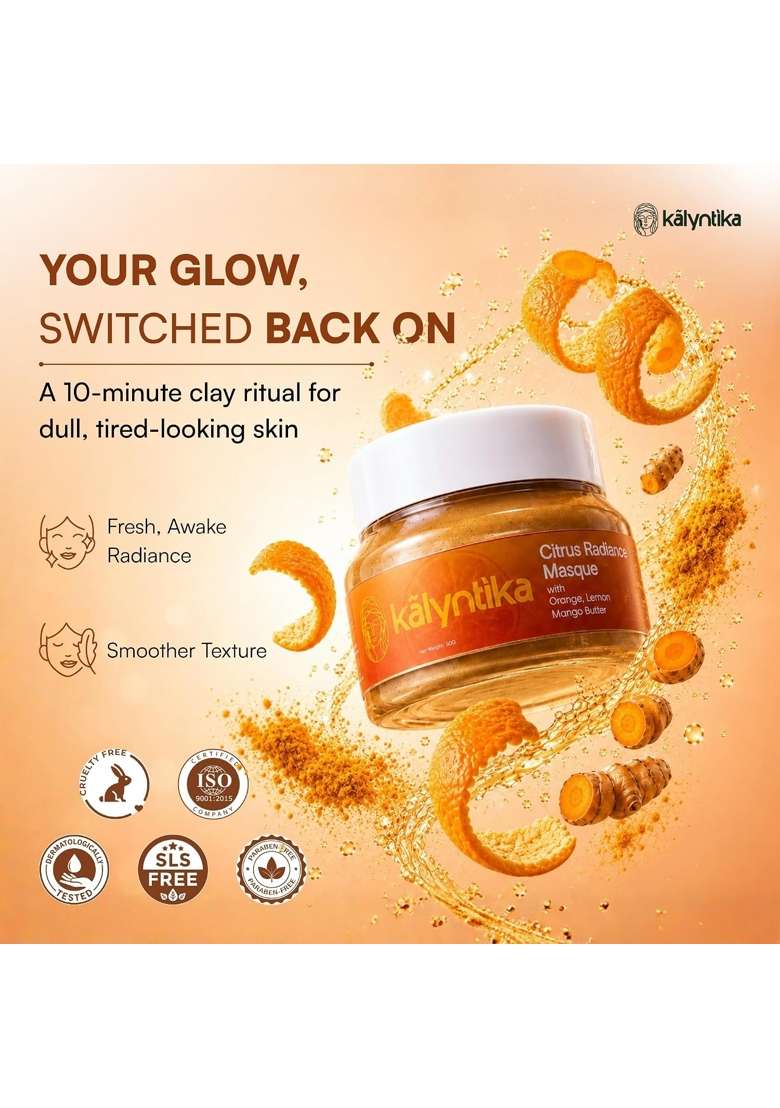 Kalyntika Citrus Radiance Vitamin C De Tan Face Mask for Glowing Skin 50G - Indya