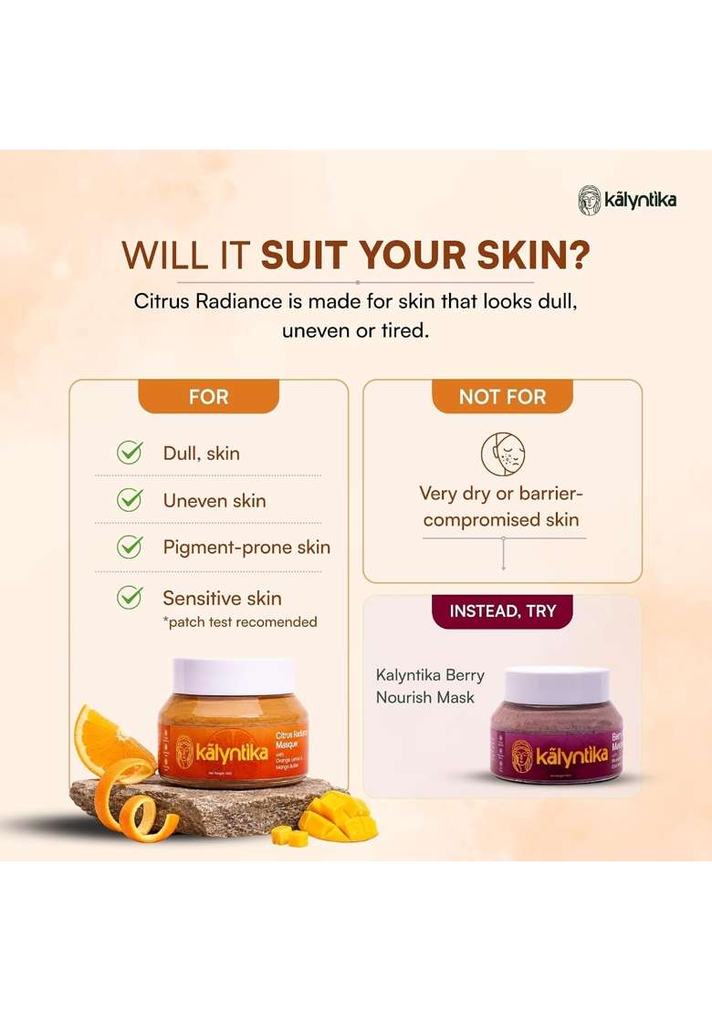 Kalyntika Citrus Radiance Vitamin C De Tan Face Mask for Glowing Skin 50G - Indya