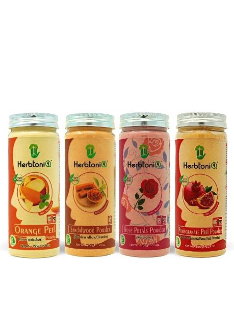 Herbtoniq 100 Percent Natural Orange Peel Sandalwood Rose Petals Pomegranate Peel Powder for Face Pack 600 G