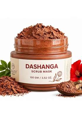 Tefty Pink Dashanga Detan Face Mask 100G Ayurvedic Herbal Scrub for Tan Removal and Exfoliation