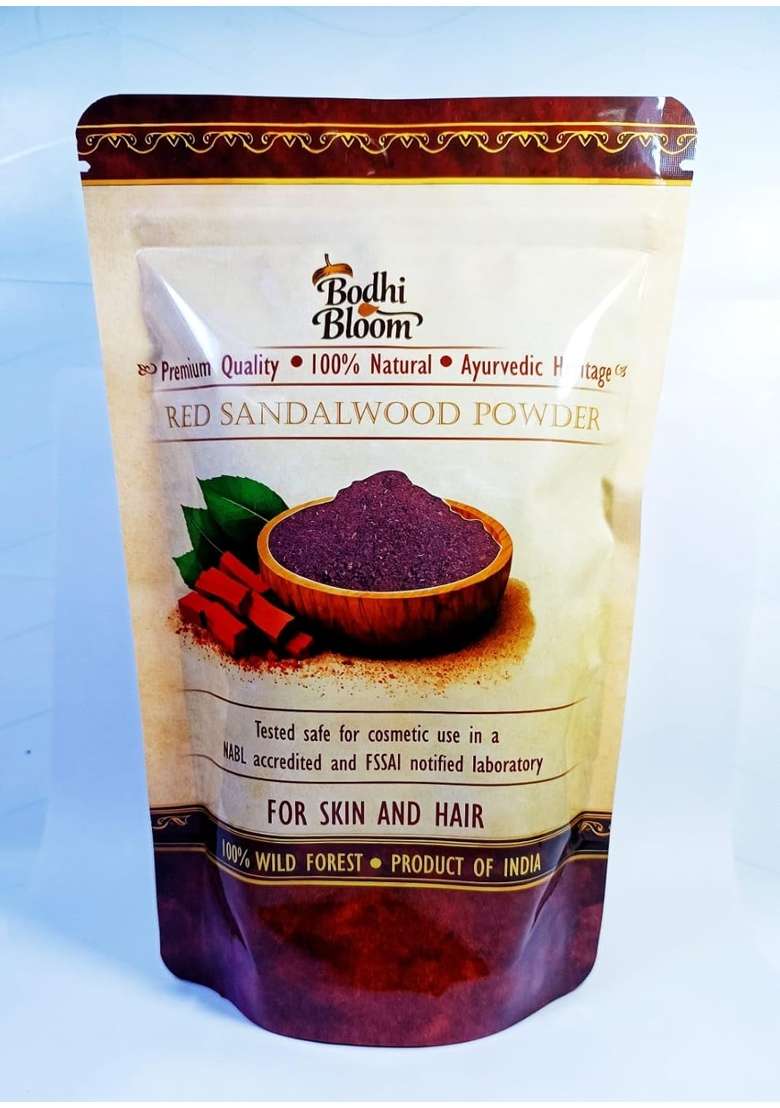 Bodhi Bloom 150G Red Sandalwood Powder Value Pouch 100 Percent Pure Rakta Chandan Heartwood - Indya