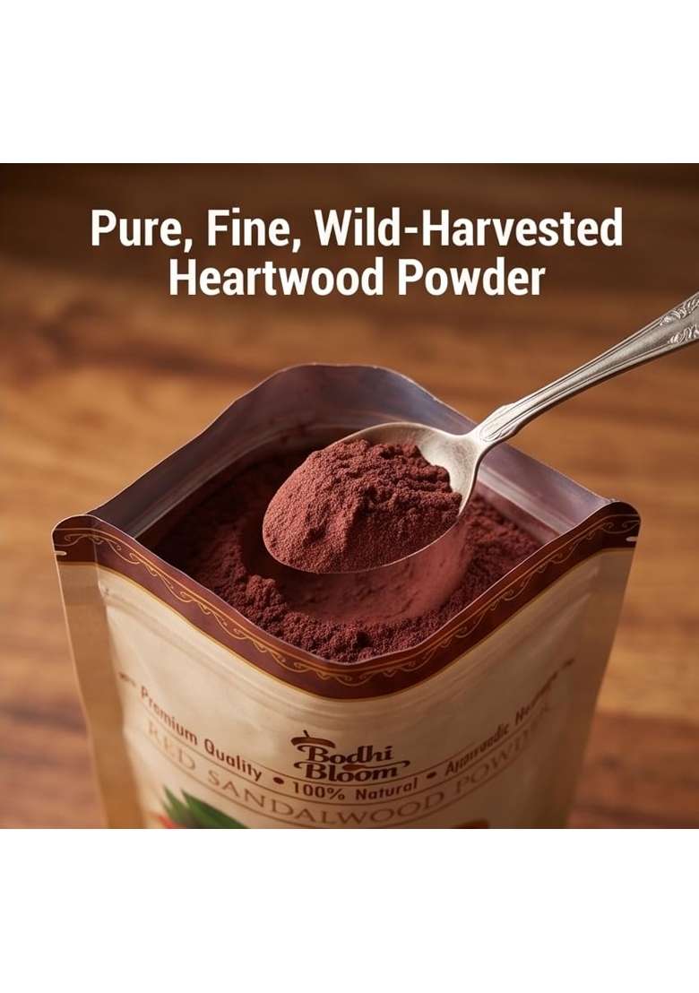 Bodhi Bloom 150G Red Sandalwood Powder Value Pouch 100 Percent Pure Rakta Chandan Heartwood - Indya