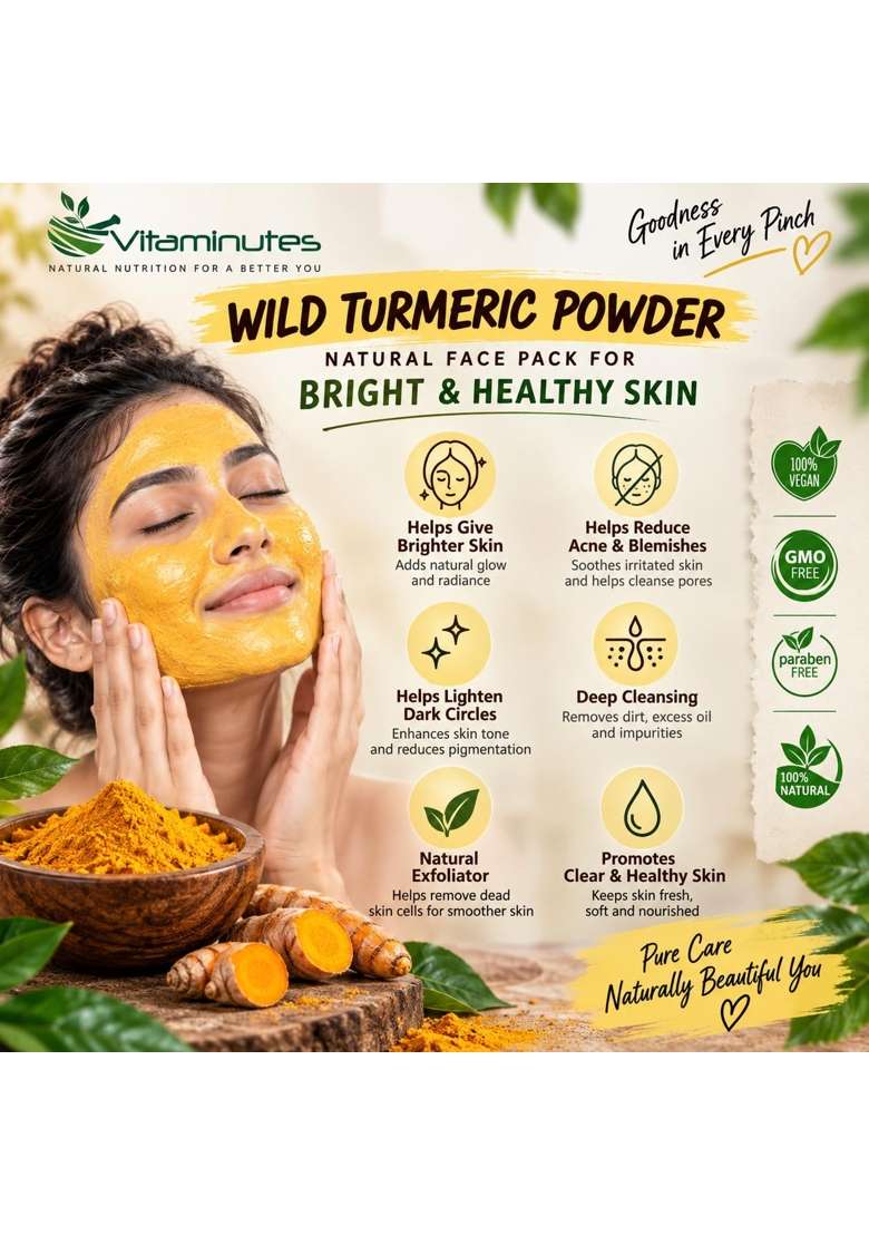 Vitaminutes Pure Wild Kasturi Haldi Powder for Face Pack Jangli Haldi Kasthuri Manjal Powder - Indya