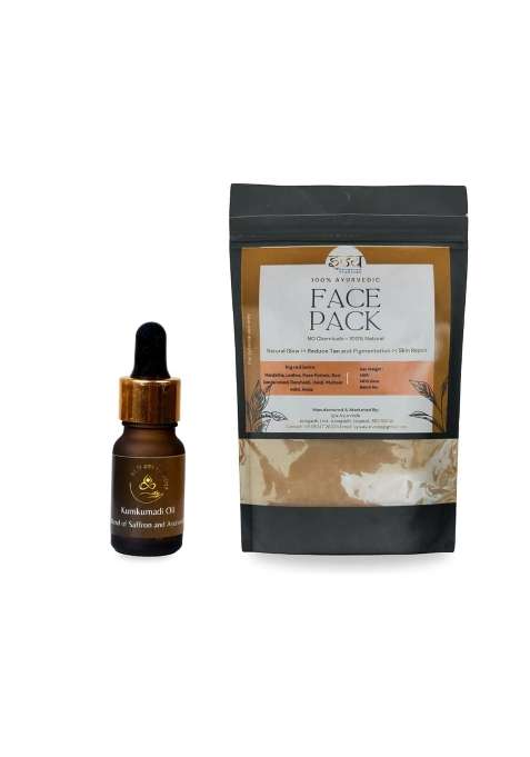 Ayurveda Ayurvedic Kumkumadi Oil and Herbal Face Pack Combo Natural Glow and Skin Repair 100 Percent Ayurvedic
