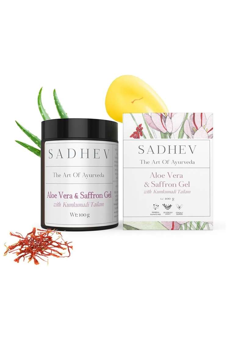 Sadhev Aloe Vera and Saffron Gel with Kumkumadi Tailam Ayurvedic Face Gel for Acne Blemishes Hydration - Indya