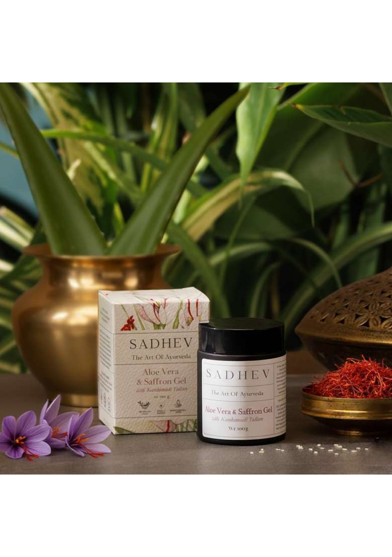 Sadhev Aloe Vera and Saffron Gel with Kumkumadi Tailam Ayurvedic Face Gel for Acne Blemishes Hydration - Indya