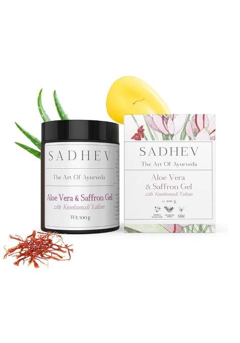 Sadhev Aloe Vera and Saffron Gel with Kumkumadi Tailam Ayurvedic Face Gel for Acne Blemishes Hydration
