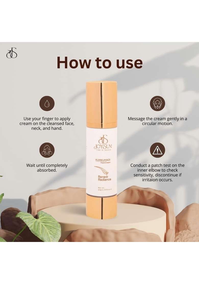 Joysun Plus Kumkumadi Ayurvedic Face Cream 50G Moisturizing Brightening and Glow with Neroli Pack of 2 - Indya