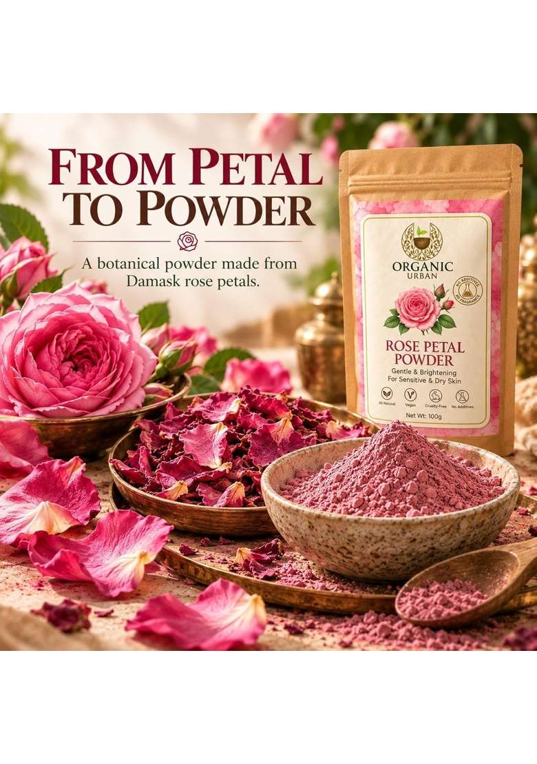 Organic Urban Damask Rose Petal Powder for Face Pack 200G - Indya
