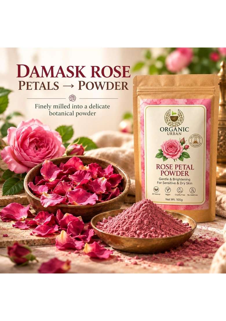 Organic Urban Damask Rose Petal Powder for Face Pack 200G - Indya