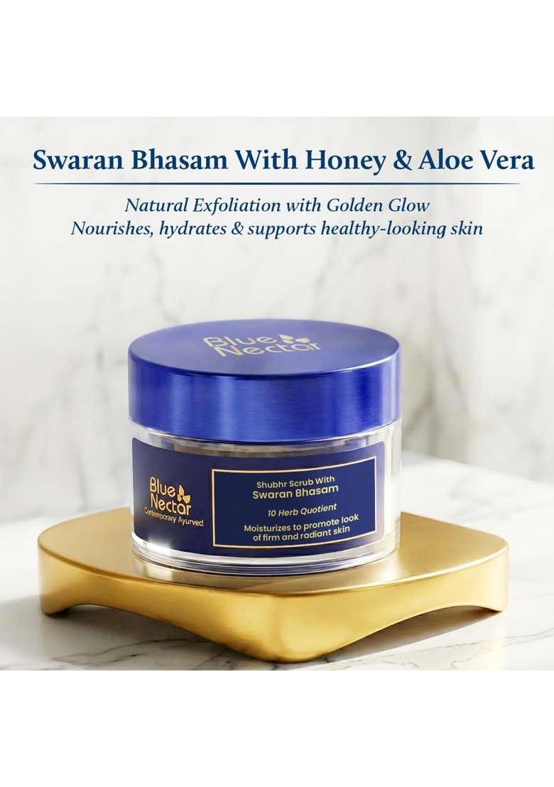 Blue Nectar Gold Face Scrub for Glowing Skin and Gentle Exfoliation - Indya