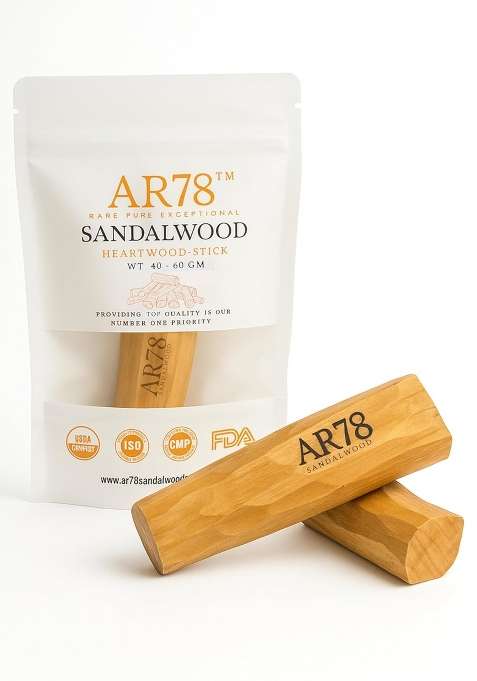 AR78 Original Pure White Sandalwood Heartwood Stick 100 Percent Natural and Organic Chandan for Skincare