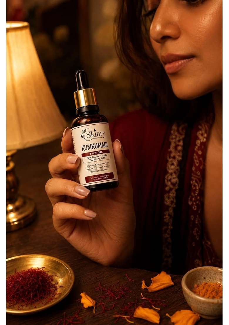 Skinry Kumkumadi Face Oil for Glowing Skin Ayurvedic Saffron Night Serum with 13 Authentic Actives for Dark - Indya