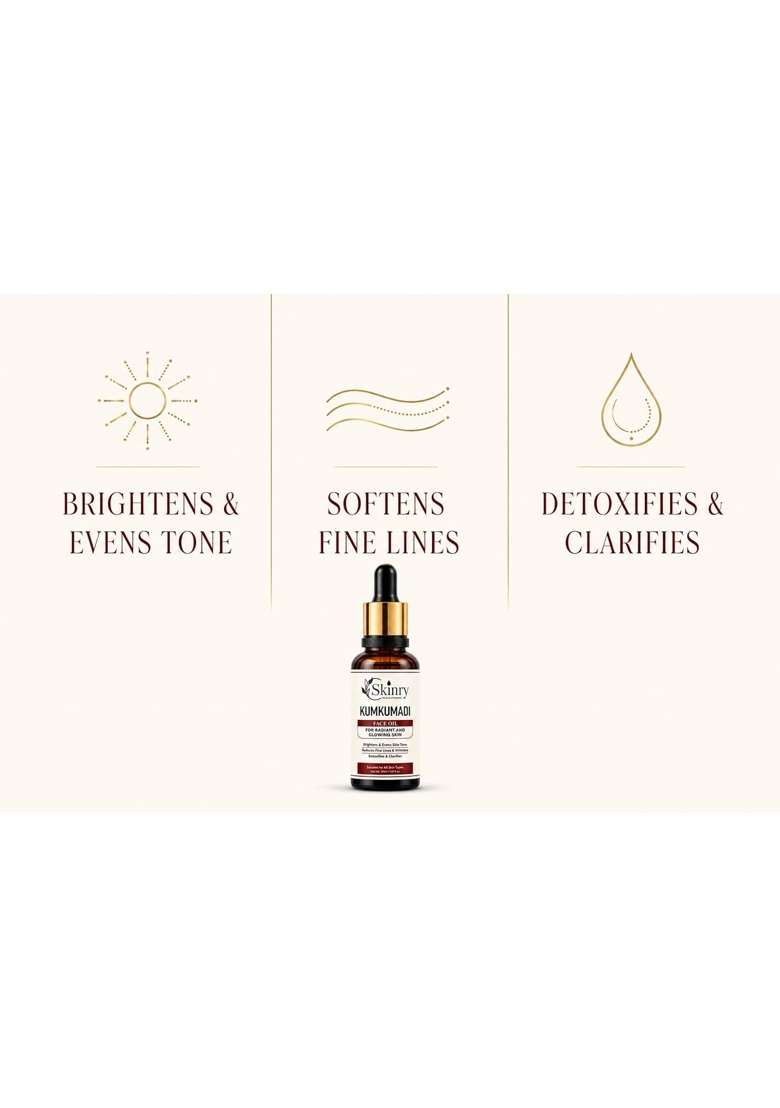 Skinry Kumkumadi Face Oil for Glowing Skin Ayurvedic Saffron Night Serum with 13 Authentic Actives for Dark - Indya