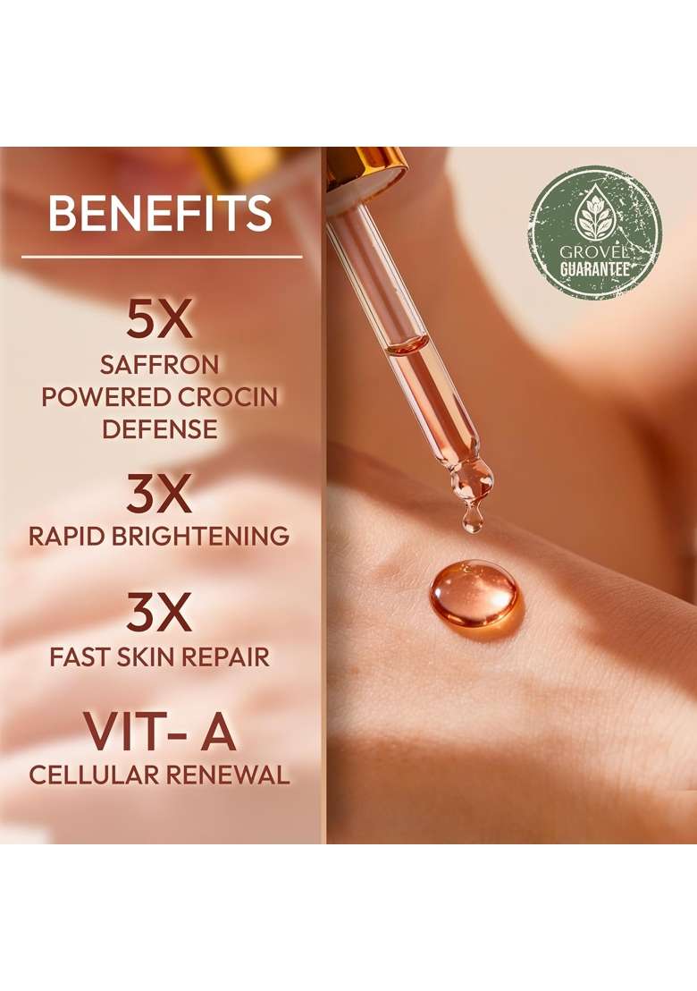 Grovel Kumkumadi Face Serum for Women 30ML Ayurvedic Oil for Glowing Skin with Saffron Manjistha - Indya