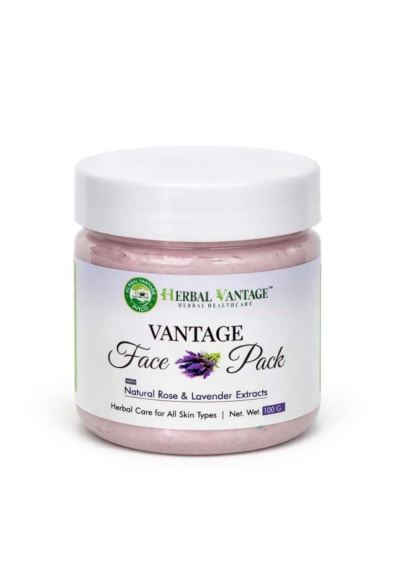 Vantage Herbal Face Pack 100G Plus Anti Acne Ayurvedic Face Cream 100G Combo with Rose Lavender - Indya