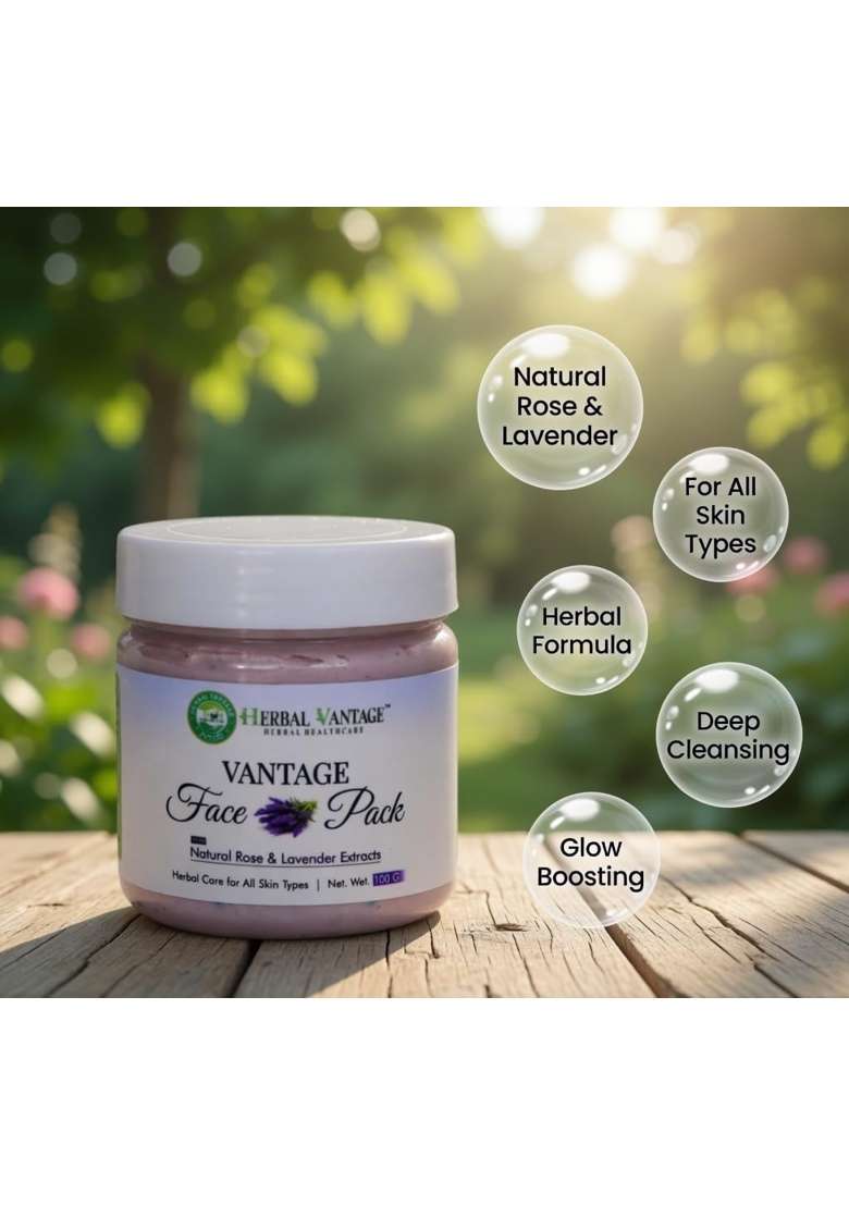 Vantage Herbal Face Pack 100G Plus Anti Acne Ayurvedic Face Cream 100G Combo with Rose Lavender - Indya